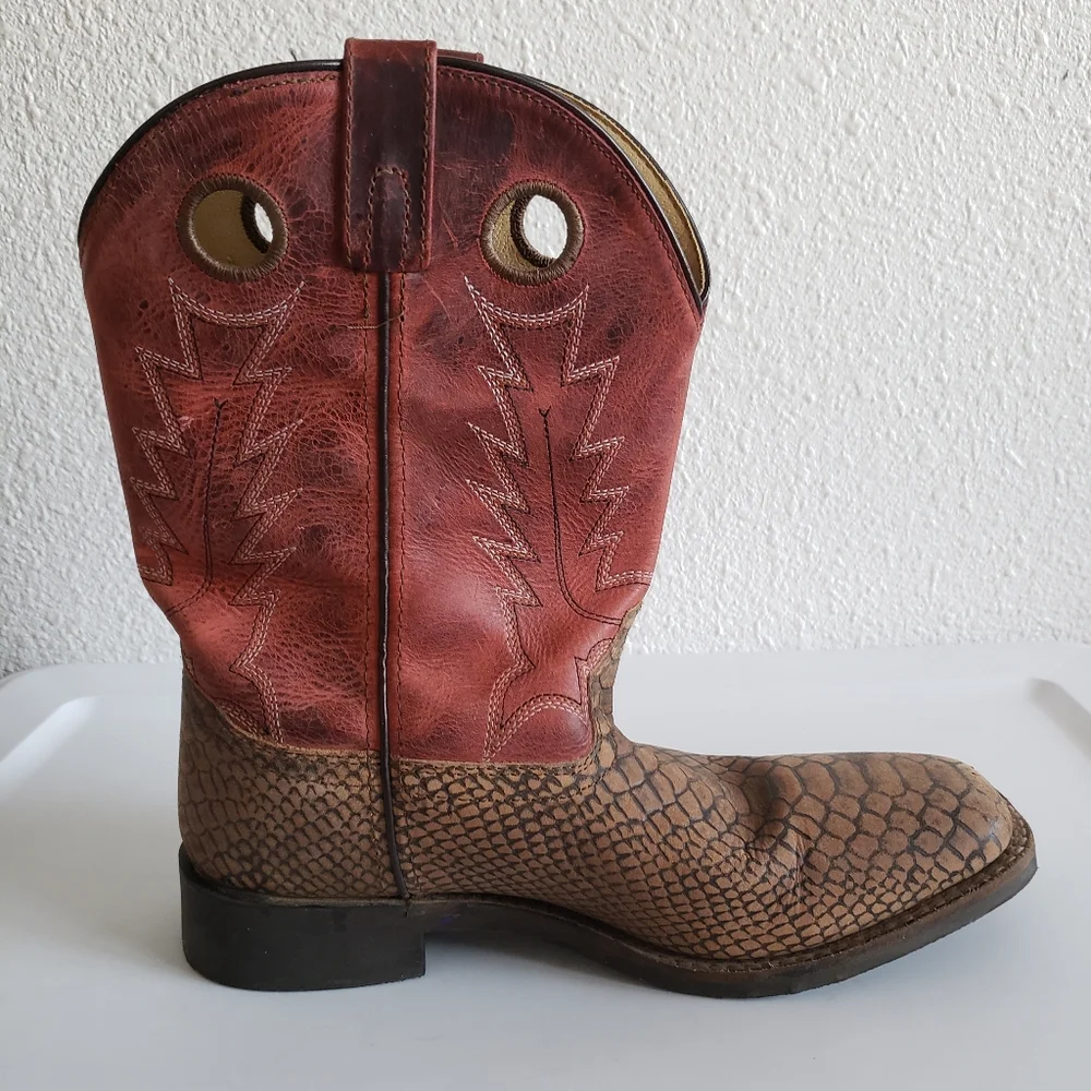 #Smoky Mountains Mens Western Rodeo Farm Cowboy Square Leather Boots